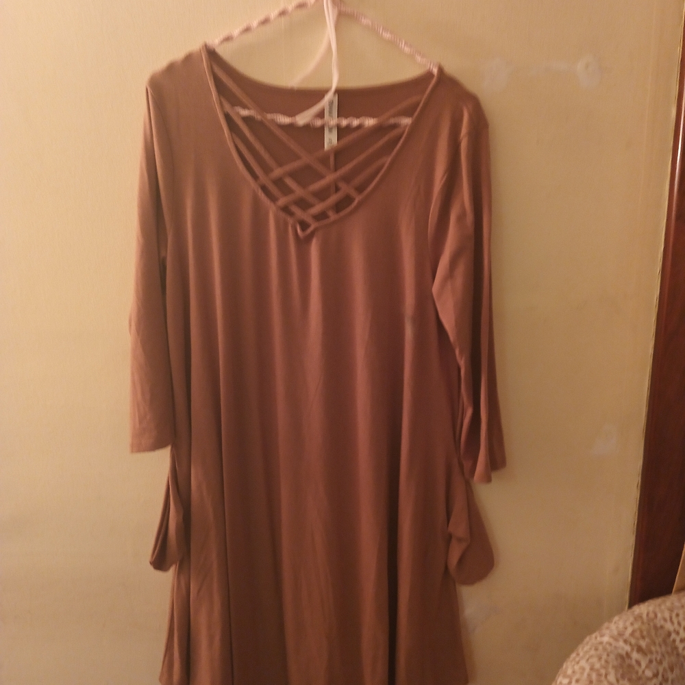 Women's Brown Crisscross Neck Top